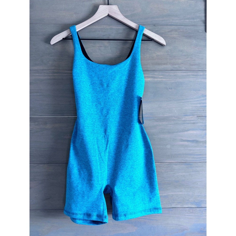 FLEO Open Back Bodysuit Jumpsuit One Piece Romper Shorts GREEN Size Small NWT